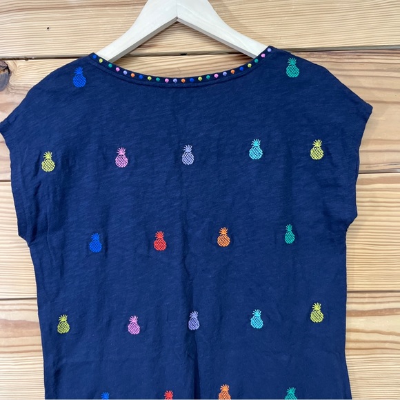 Boden Dress Pineapple Polly Embroidered Navy Blue 8P V-Neck Cap Sleeve B139 - Picture 10 of 12